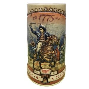 Miller High Life 1775 Birth of a Nation Stein 1855-1991 First in Series 
HGE354